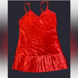Women’s vintage Red Satin Lace Slip Dress